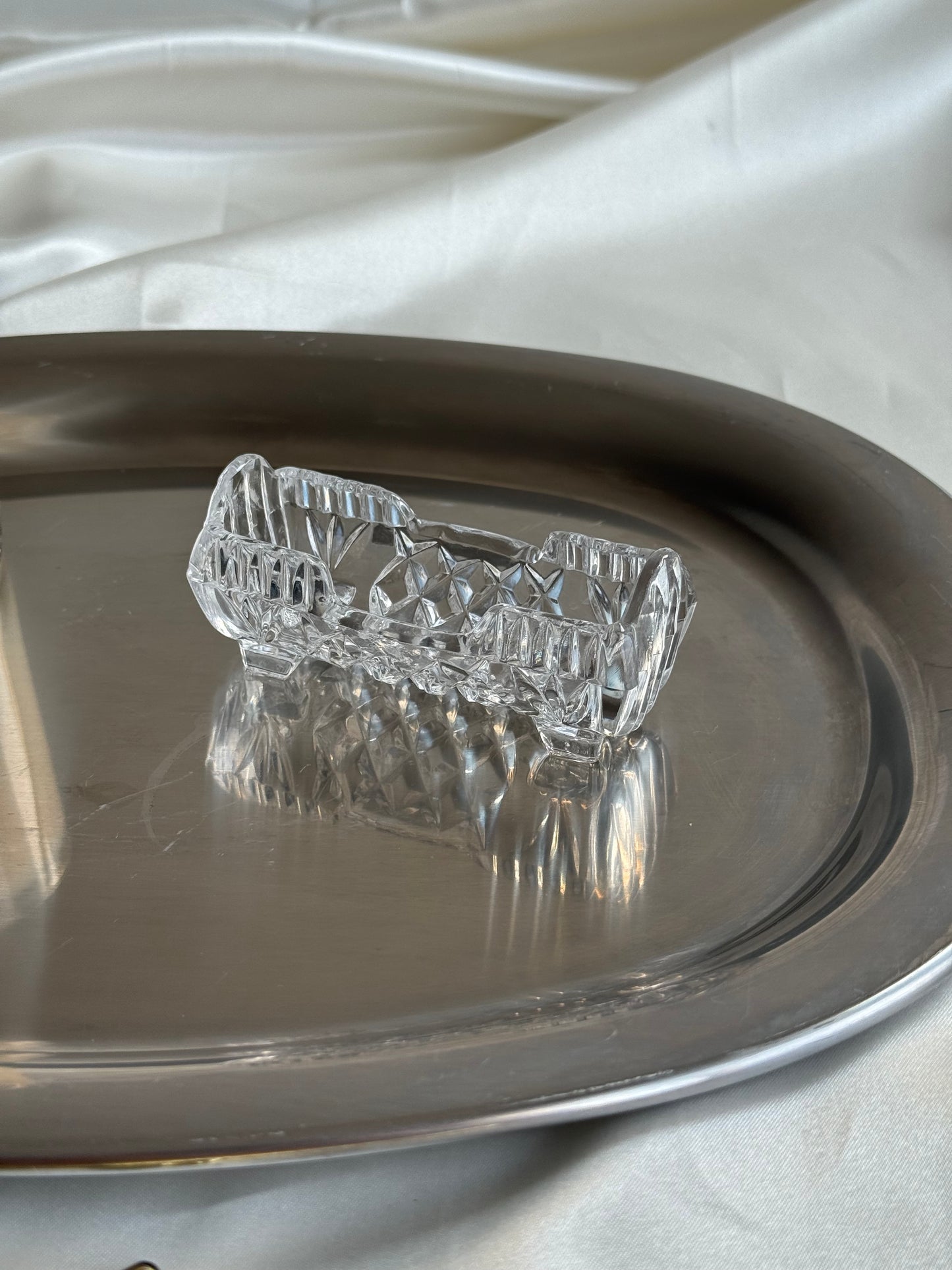 Vintage Cut Glass Toothpick Holder / Vanity Caddy