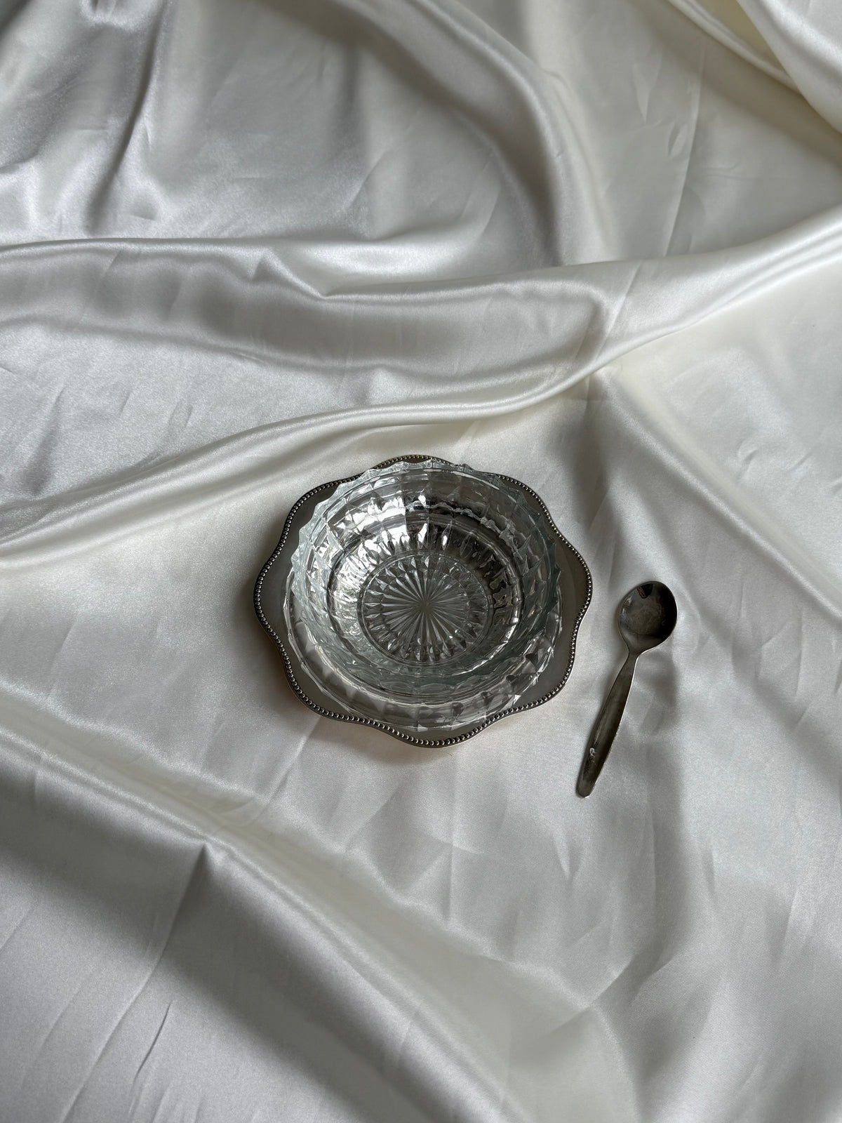 Vintage Silver-Plated & Crystal Serving Bowl with Spoon | Viking Plate