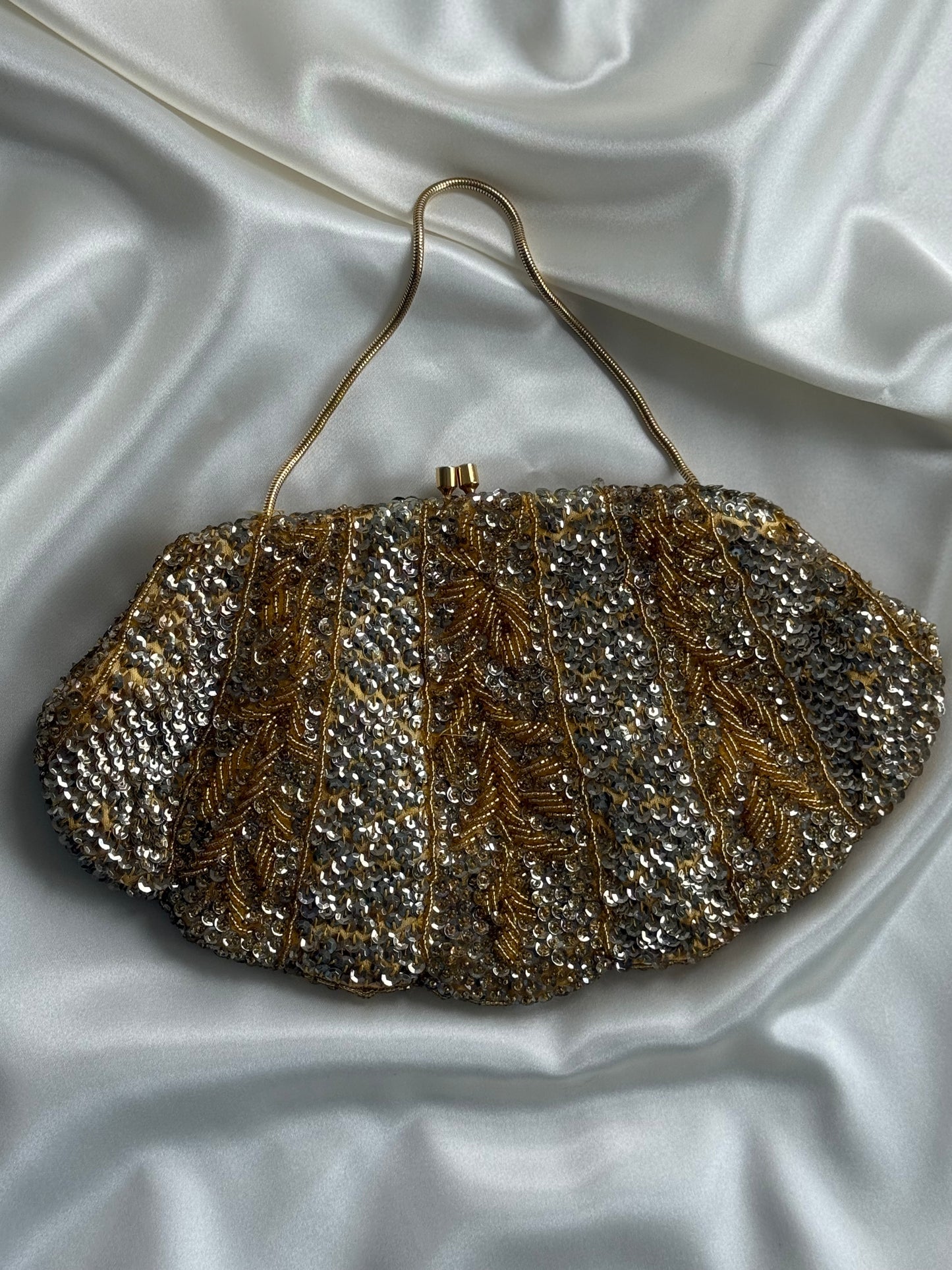 Vintage Beaded Evening Bag – Gold & Silver