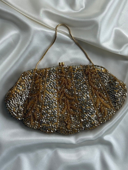 Vintage Beaded Evening Bag – Gold & Silver