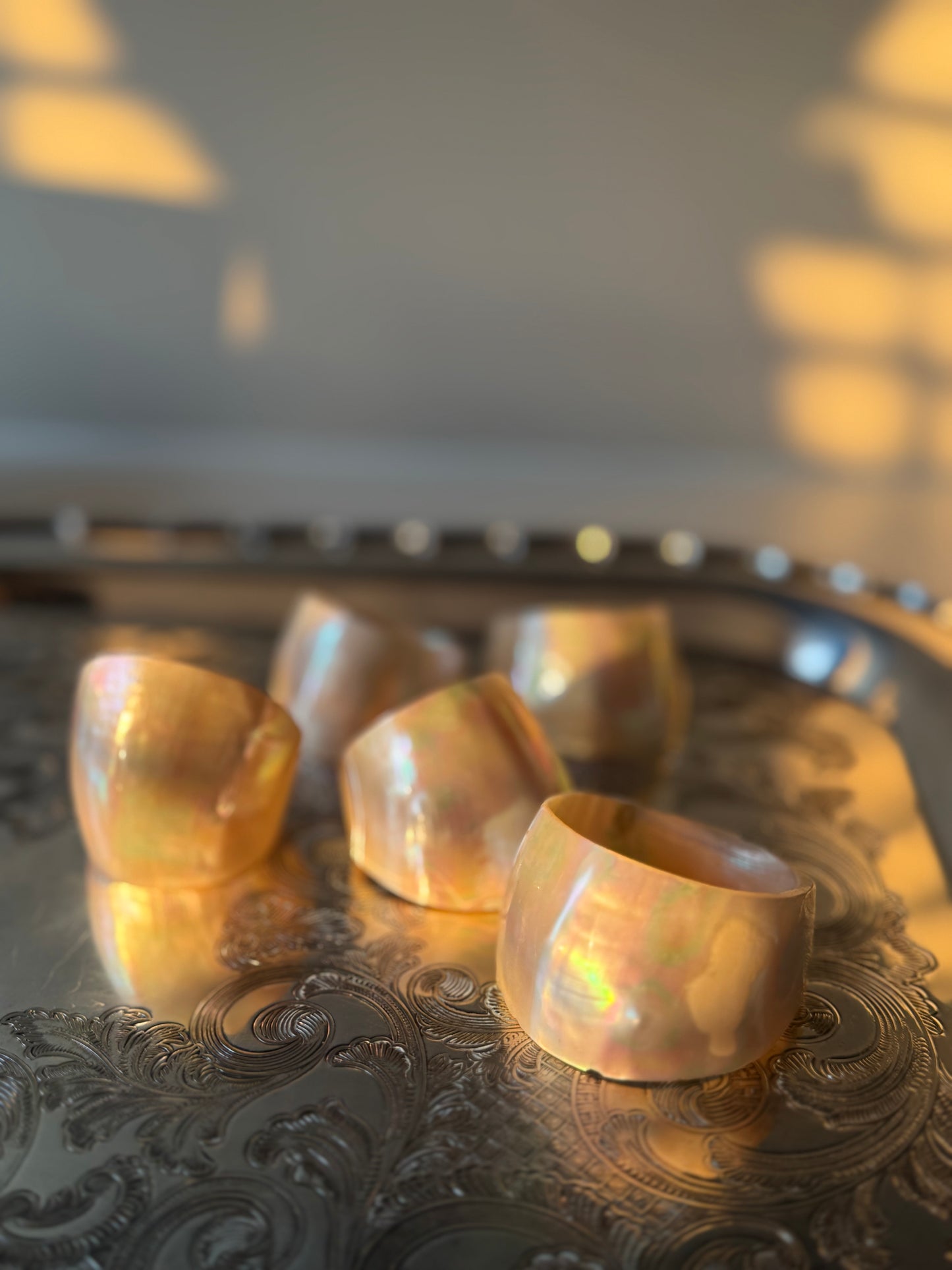 Set of 5  Mother of Pearl Napkin Rings