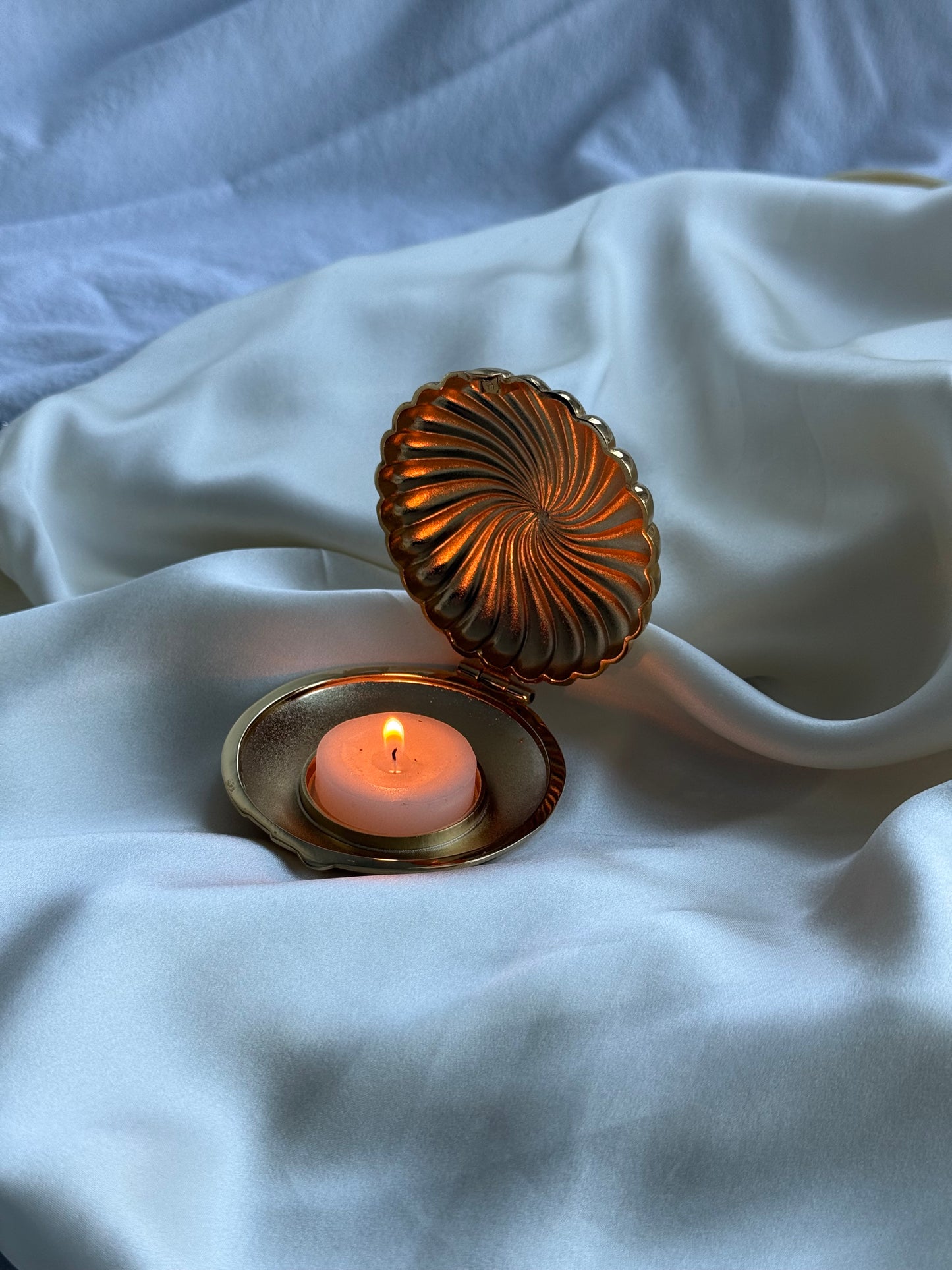 Vintage Partylite Gold Clamshell Candle Holder