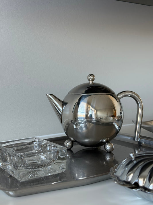Vintage Stainless Steel Modernist Teapot