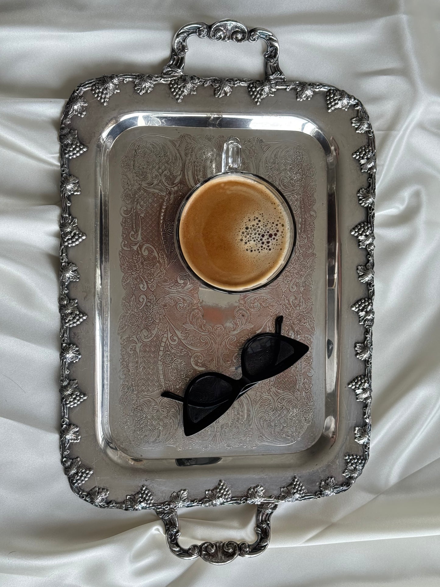 Ornate Vintage Silver-Plated Serving Tray