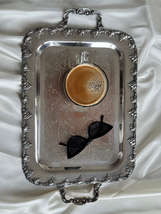 Ornate Vintage Silver-Plated Serving Tray