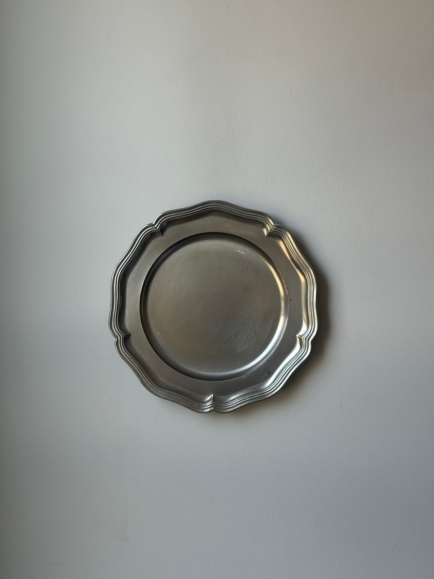 Vintage Pewter Wall hanging Plate