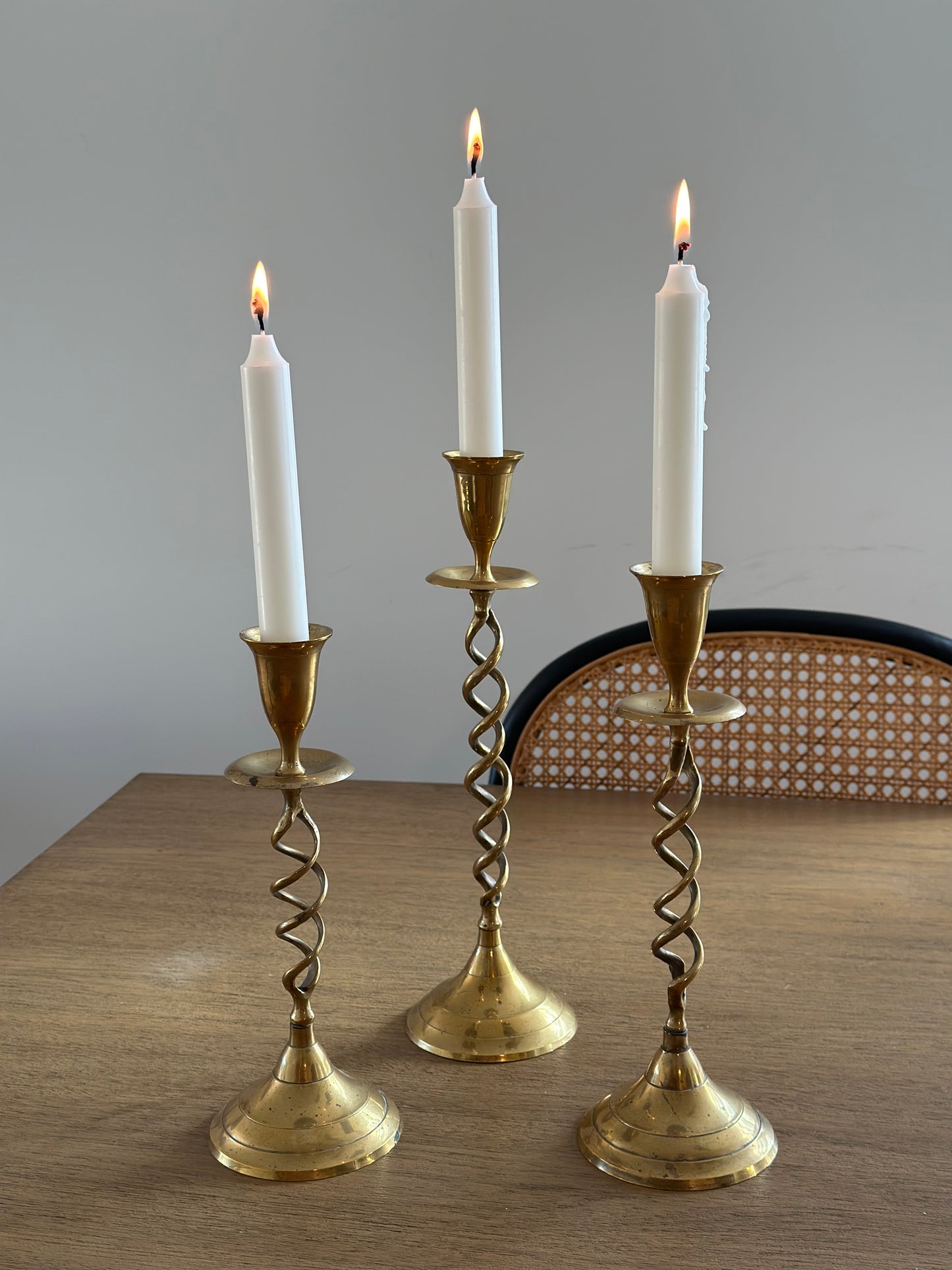 Brass spiral candleholders