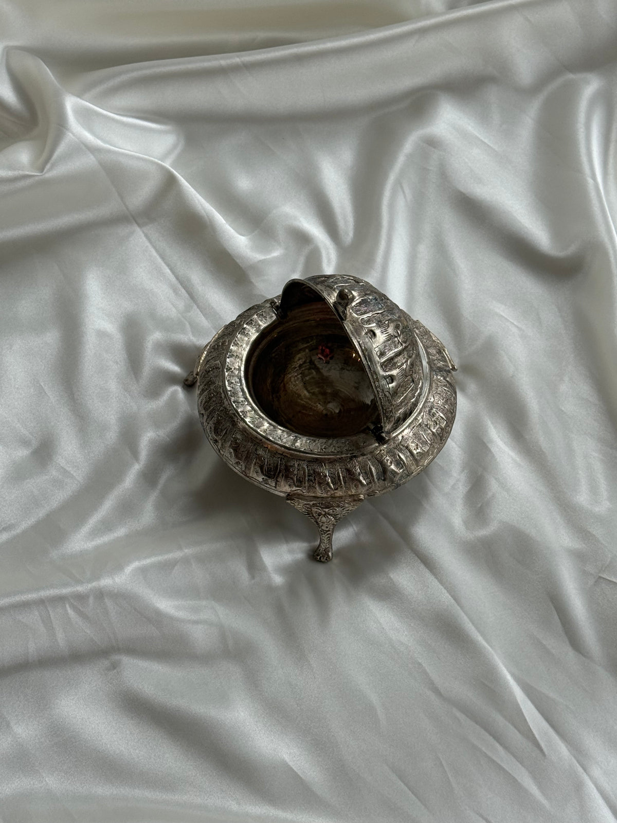Vintage Egyptian Revival Caviar Serving Dish with Revolving Dome