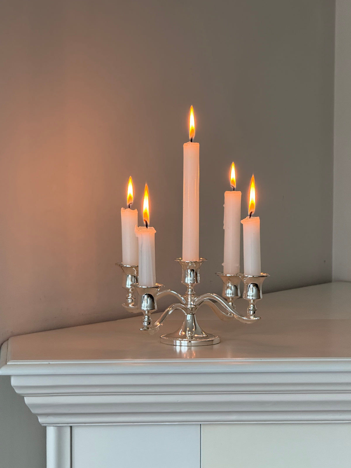 Vintage English Silver-Plated Five-Arm Candelabra | Elegant Table Centrepiece