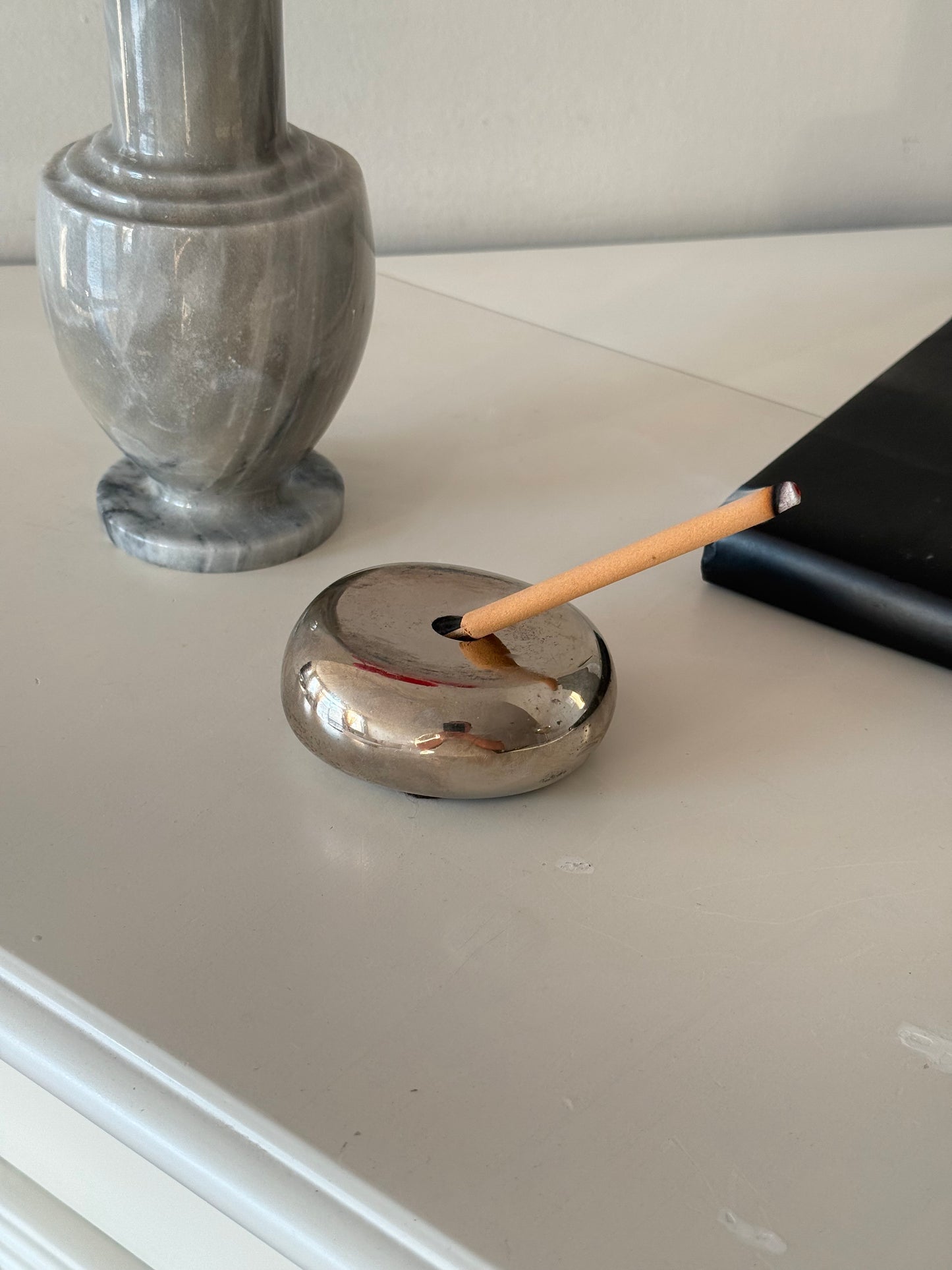 Vintage Silver-Toned Desk Pen Holder / Incense Holder