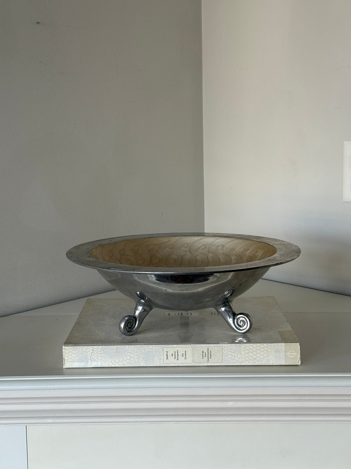 Vintage Silver-Tone Footed Centerpiece Bowl with Swirl Feet