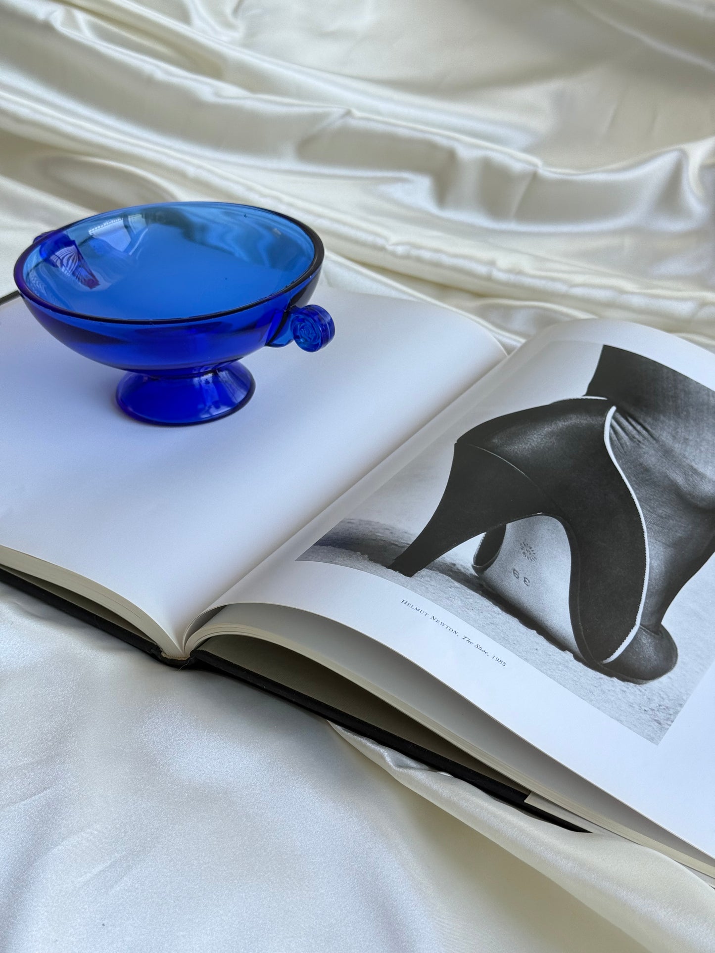 Vintage Cobalt Blue Glass Pedestal Bowl