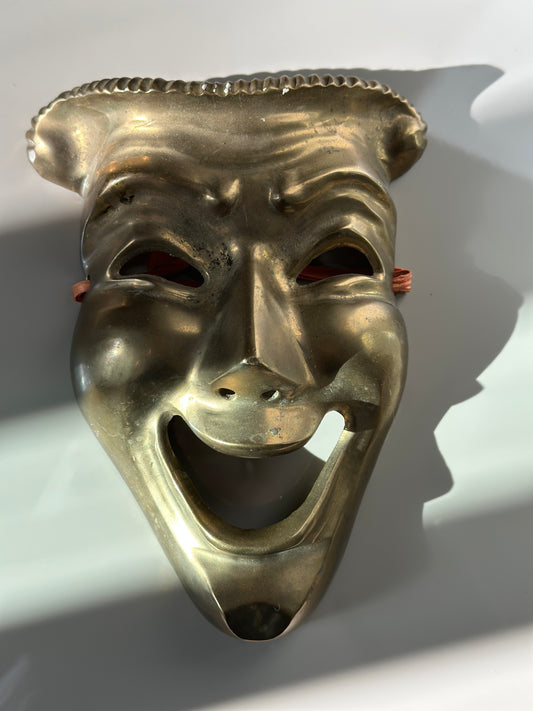 Vintage brass happy mask