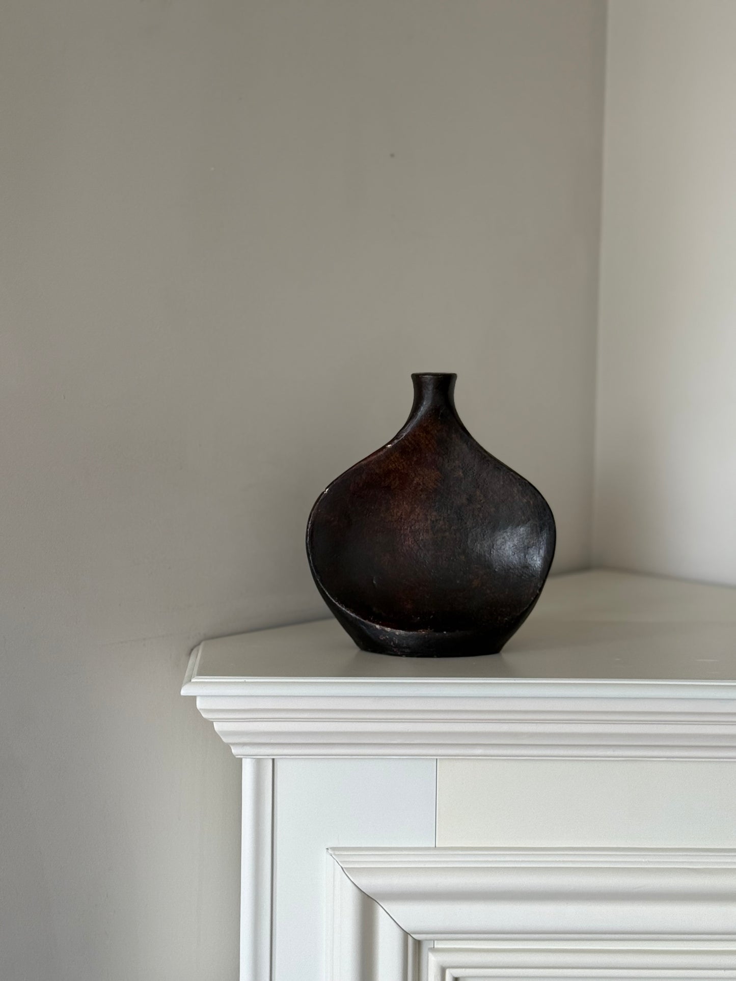 Vintage Mexican Sculptural Vase – Asymmetrical Flat Flask