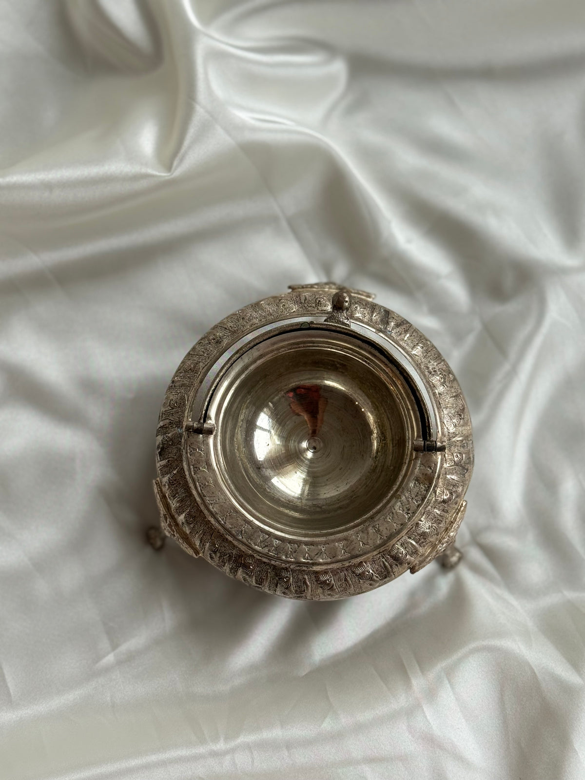 Vintage Egyptian Revival Caviar Serving Dish with Revolving Dome