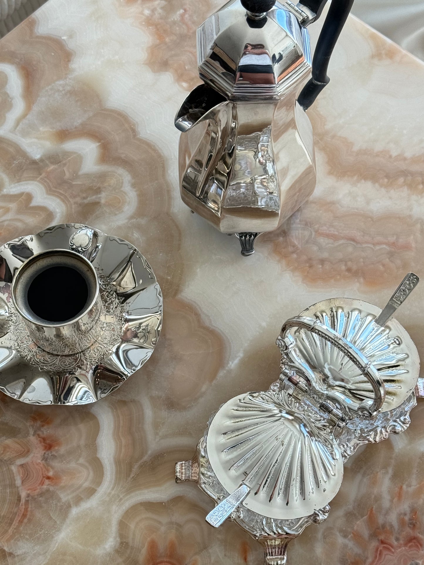 Vintage Silver-Plated Coffee Cup & Saucer