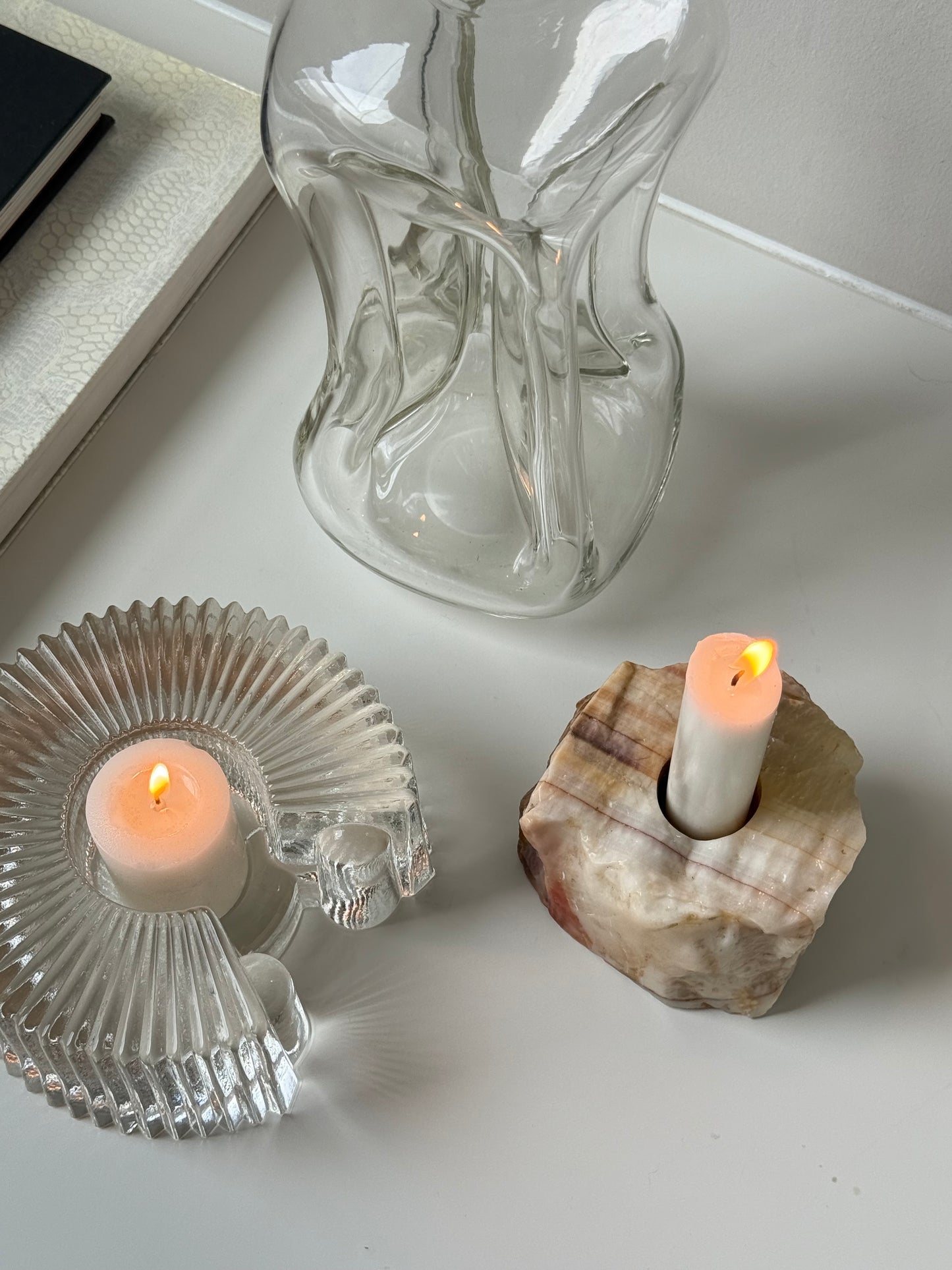 Vintage Sculptural Glass Candle Holder