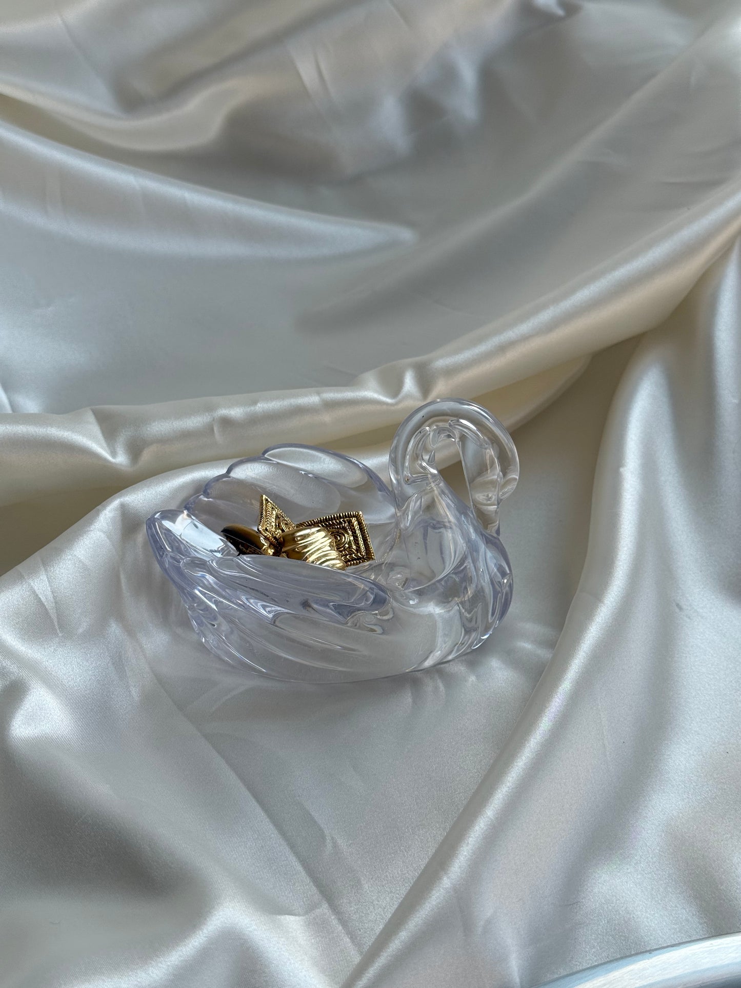 Vintage Clear Acrylic Swan Trinket Dish