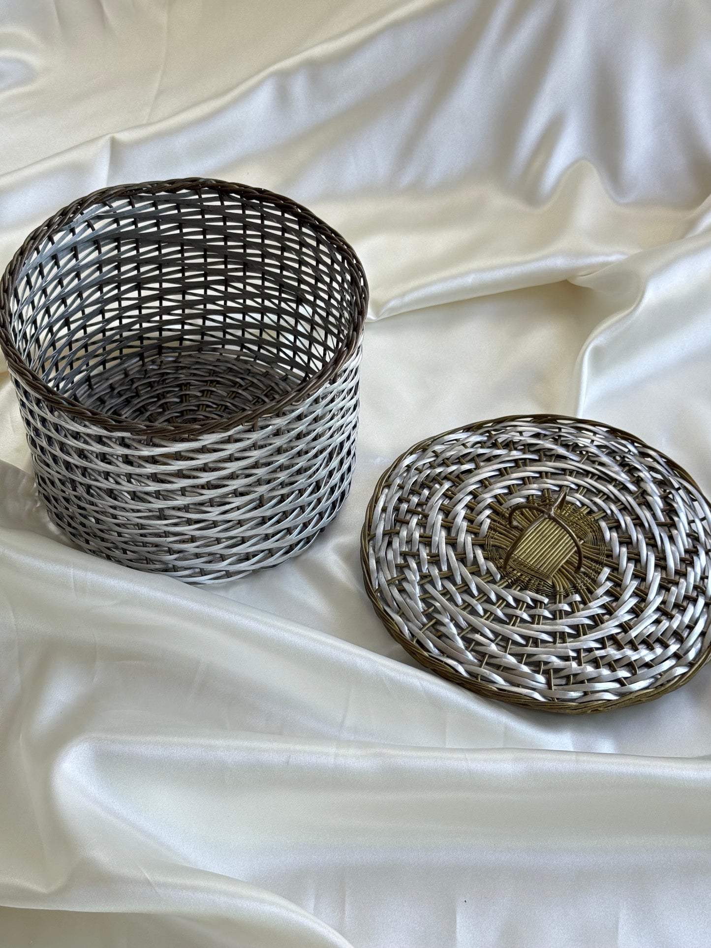 Vintage Woven Lidded Basket