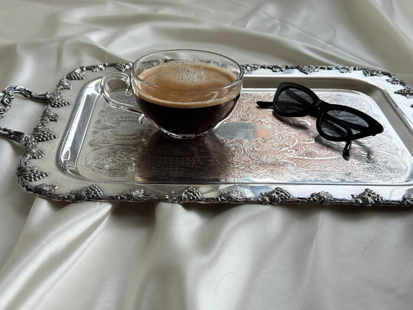 Ornate Vintage Silver-Plated Serving Tray