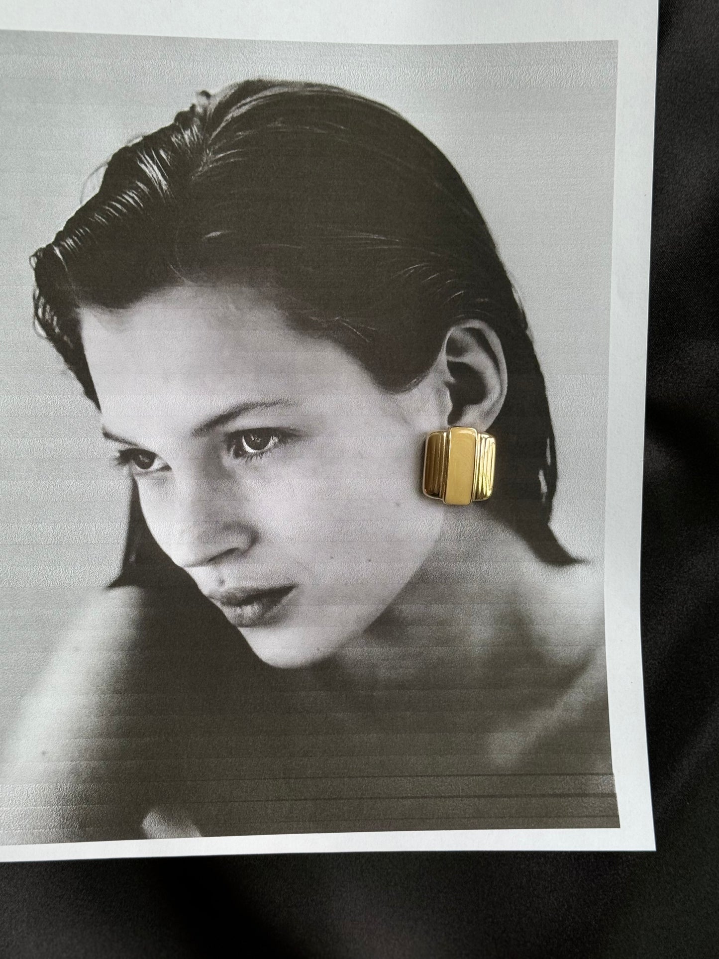 Vintage Gold-Tone Stud Earrings — Modern Minimalist Texture