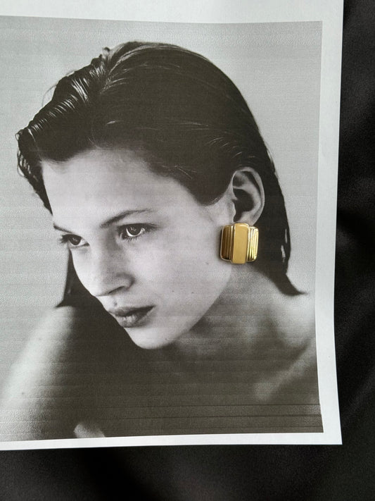 Vintage Gold-Tone Stud Earrings — Modern Minimalist Texture