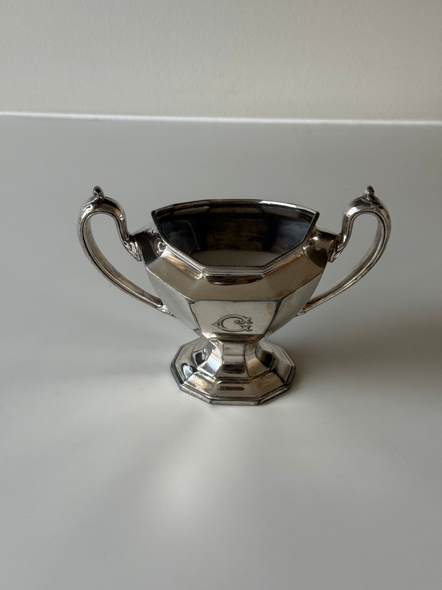 Vintage Silver-Plated Sugar Dish with Spoon