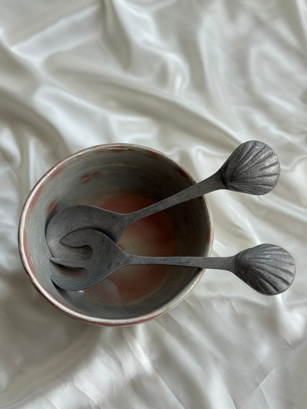 Vintage Cast Aluminum Seashell Salad Serving Set