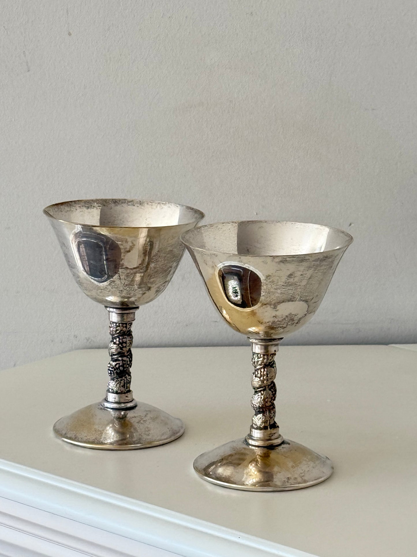 Pair of Vintage Silver-Plated Goblets – Made in Spain