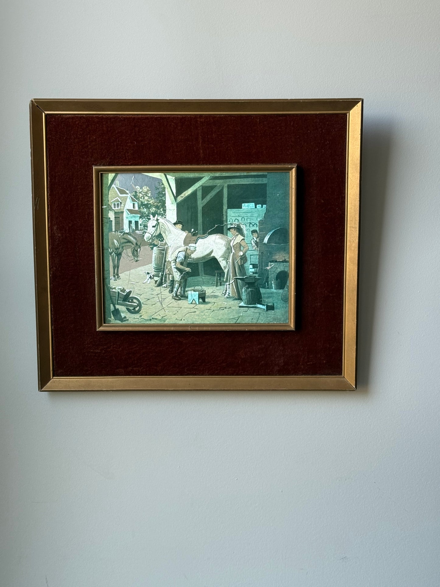 Vintage Framed Farrier & Horse Print