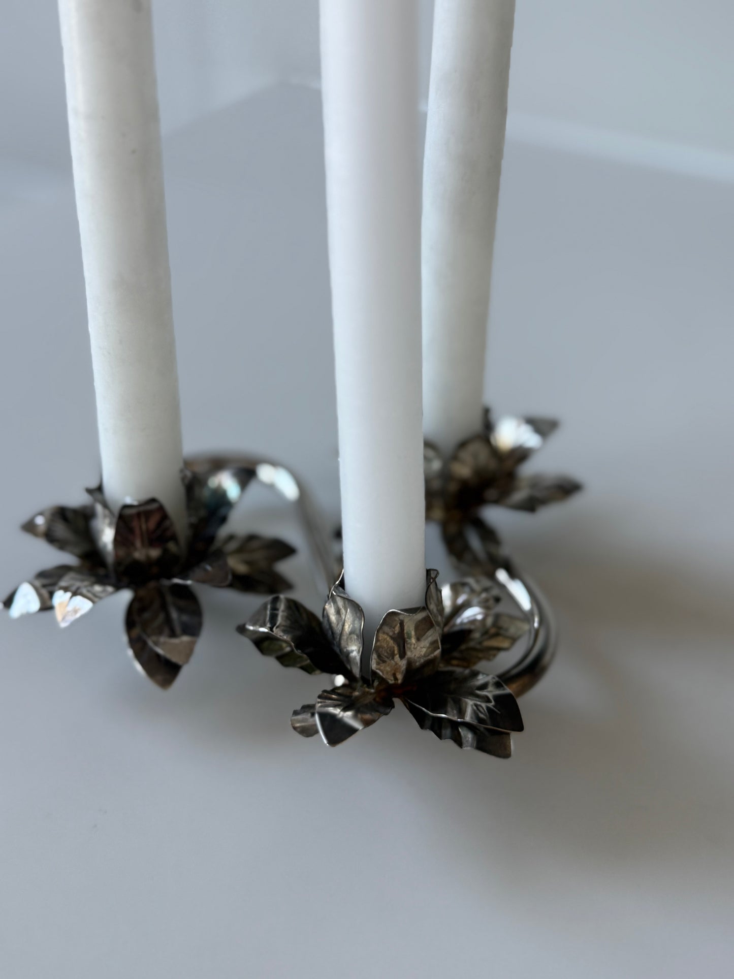 Silver plated triple candleholder