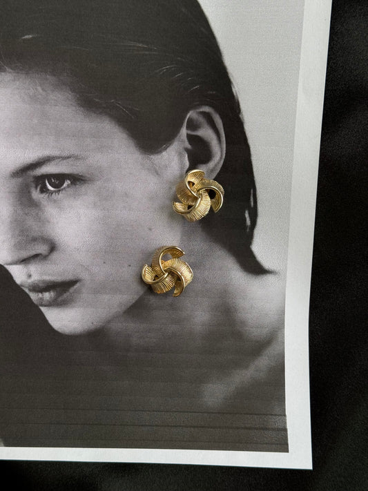Vintage Gold Swirl Clip-On Earrings