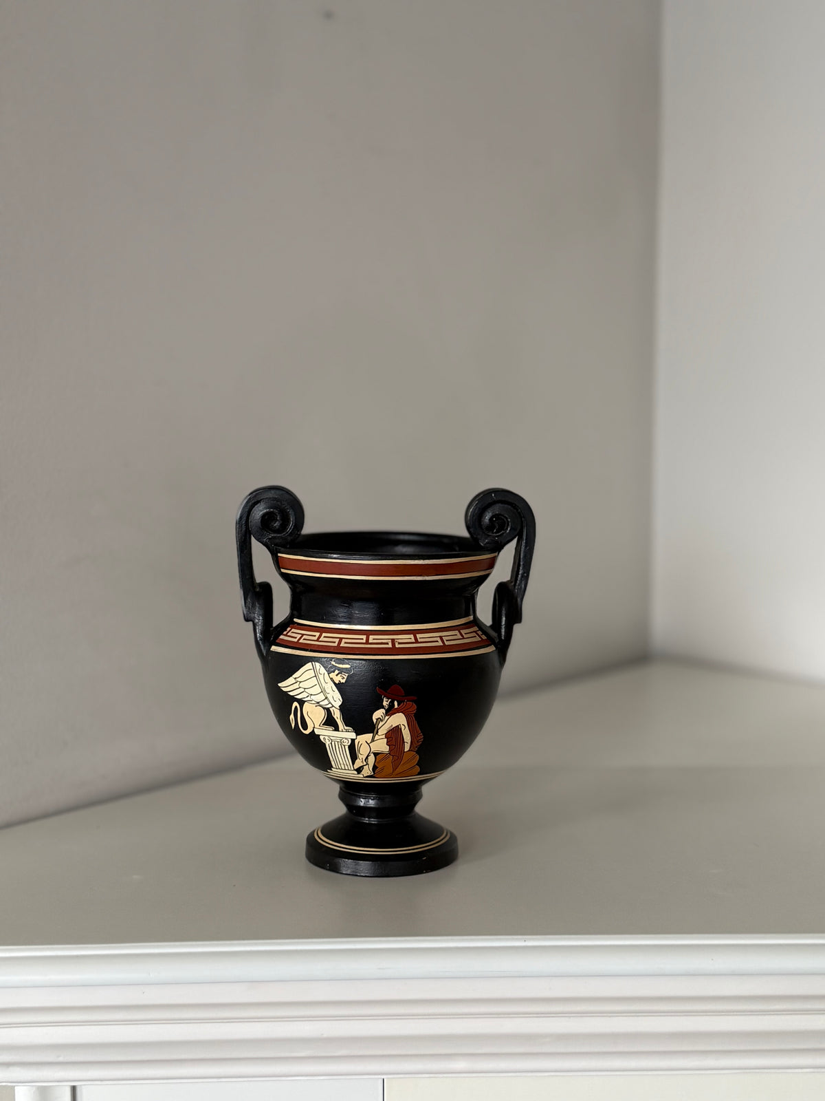 Vintage Greek Black-Figure Style Amphora Vase