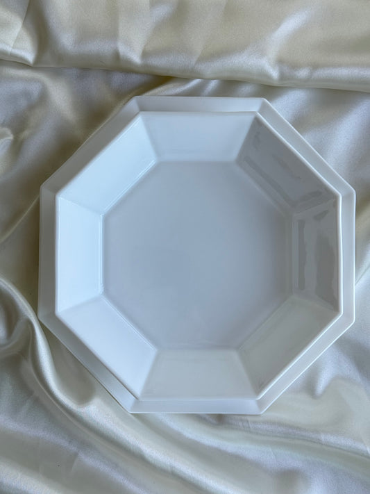 Vintage Arcoroc France Octagonal Dinnerware Set plates and bowls – 12 Pieces
