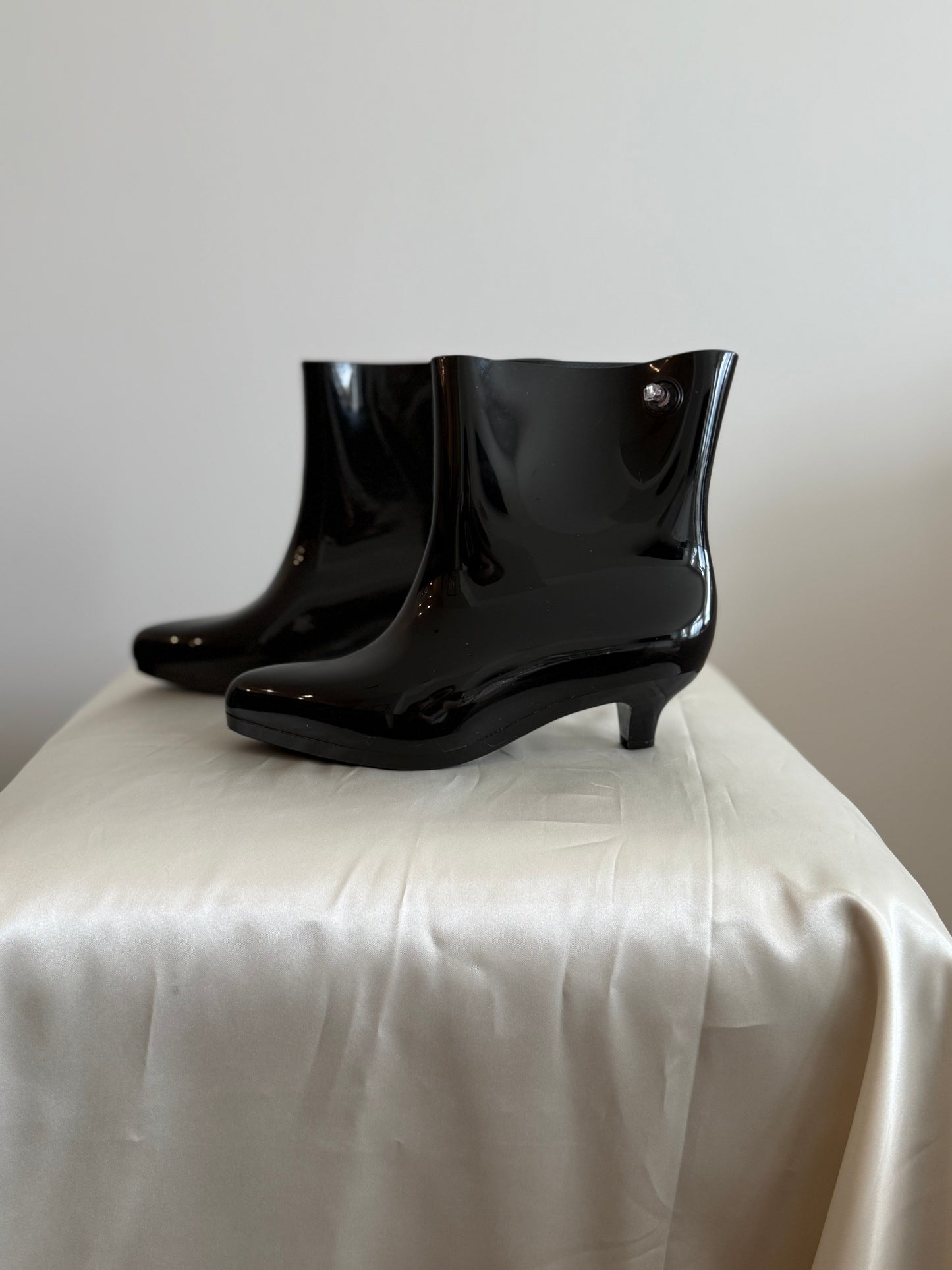 Melissa x Jeremy Scott Glossy Black Ankle Boots