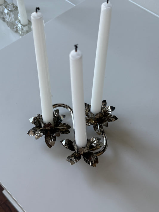 Silver plated triple candleholder