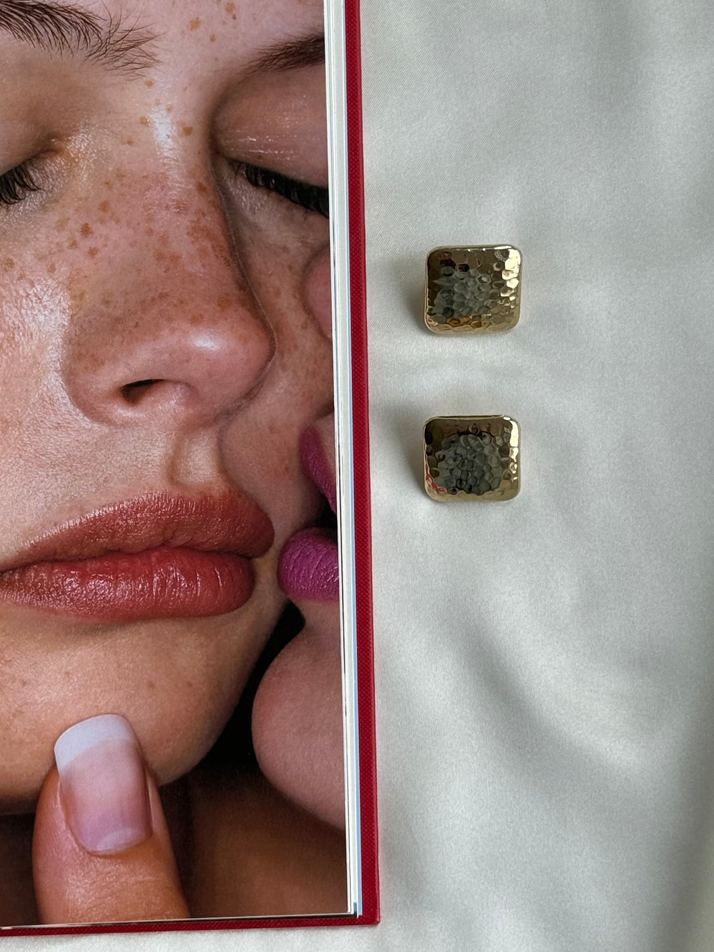 Vintage Gold-Tone Hammered Clip-On Earrings