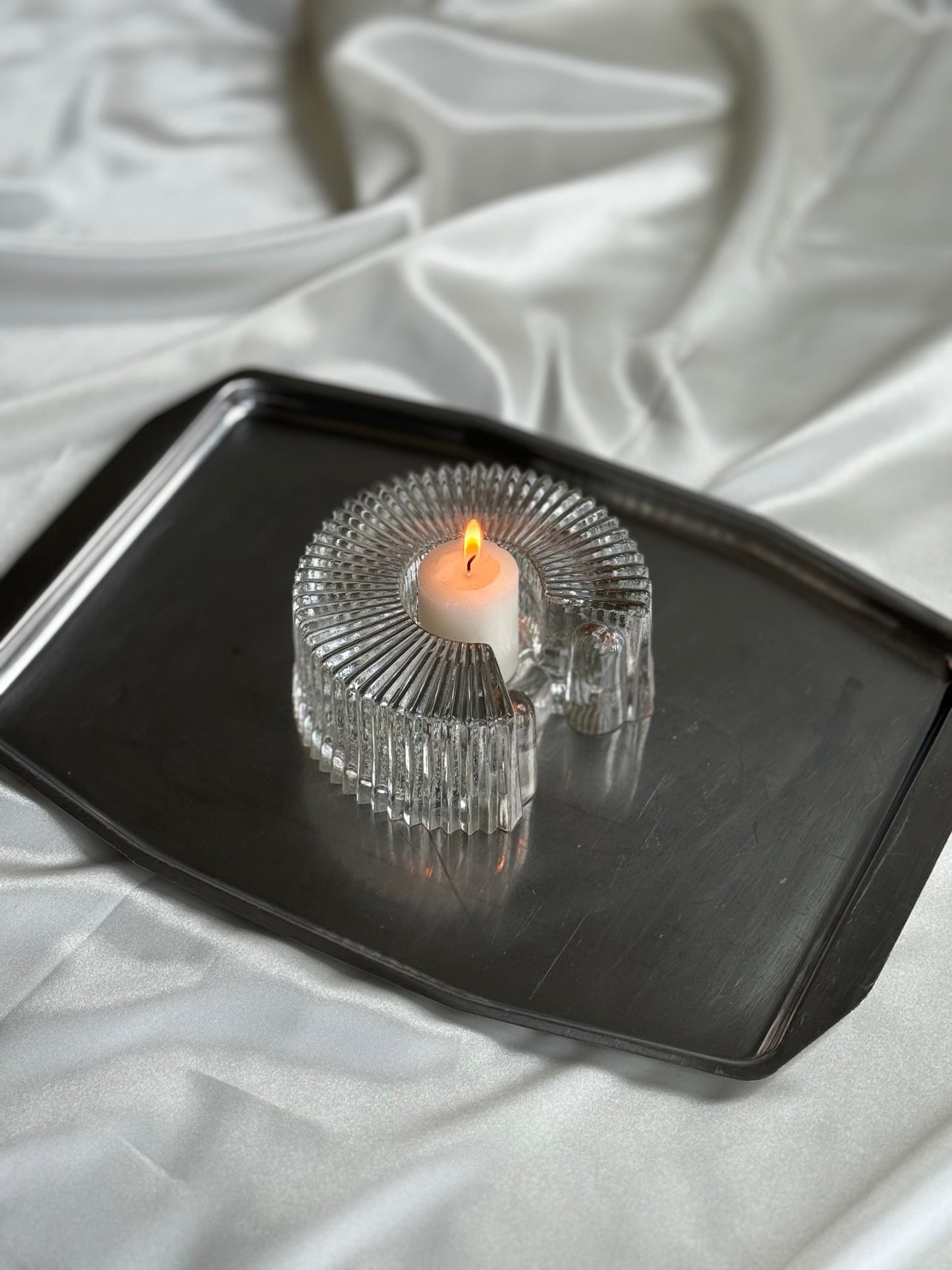 Vintage Sculptural Glass Candle Holder