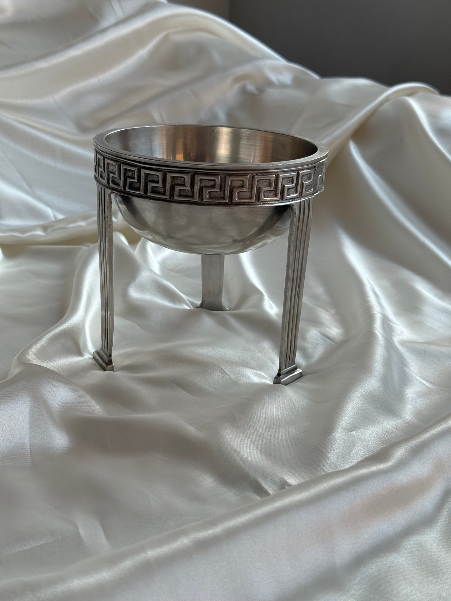 Vintage Heavy Silver-Tone Pedestal Bowl