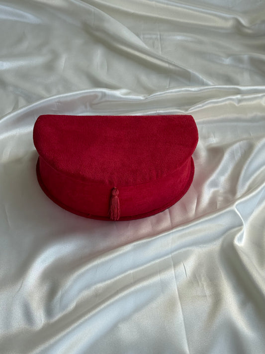 Vintage Red Velvet Vanity / Jewelry Box with Tassel