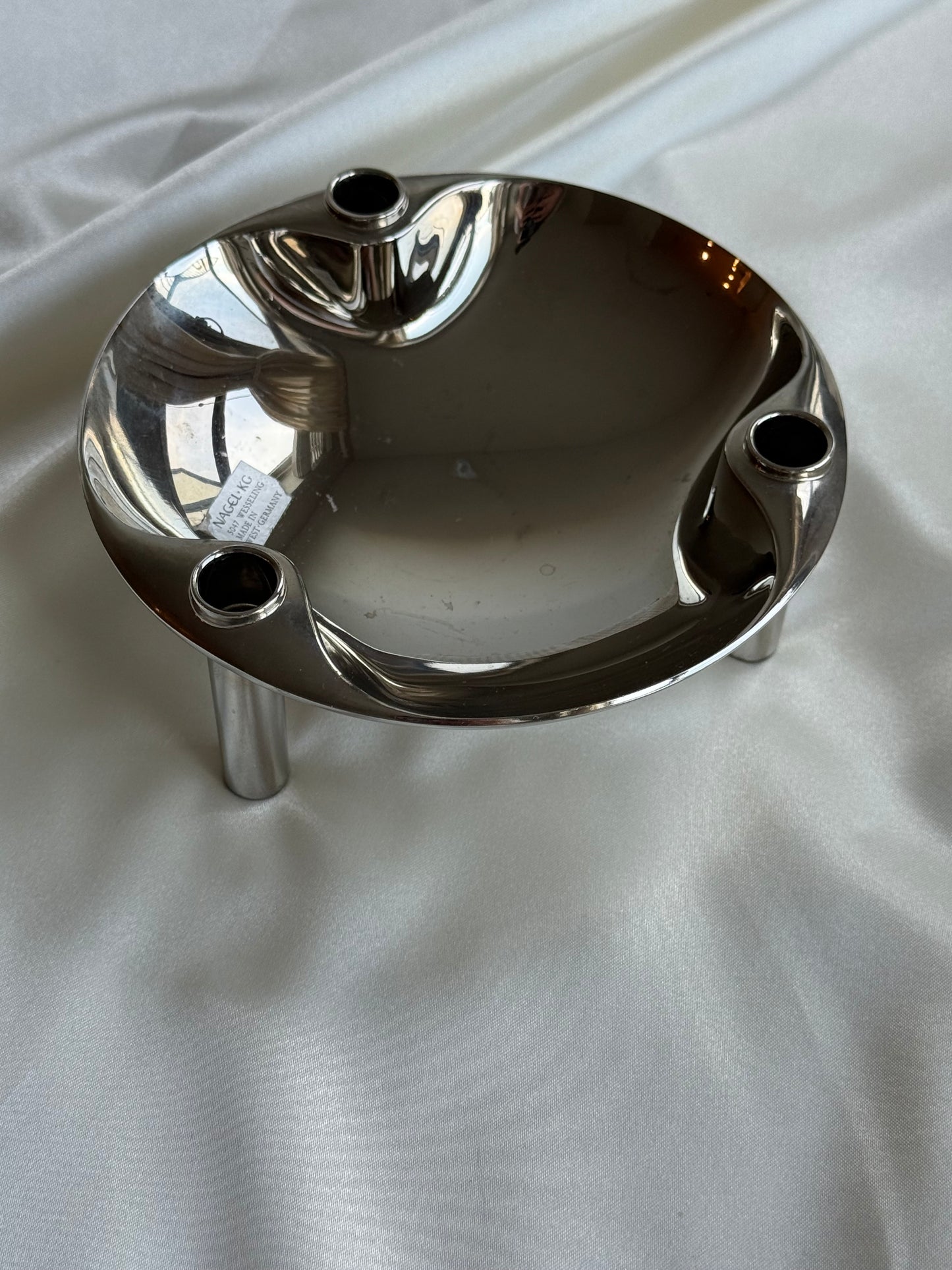 Fritz Nagel for BMF — Mid-Century Modular Chrome Bowl / Candle Holder (West Germany)