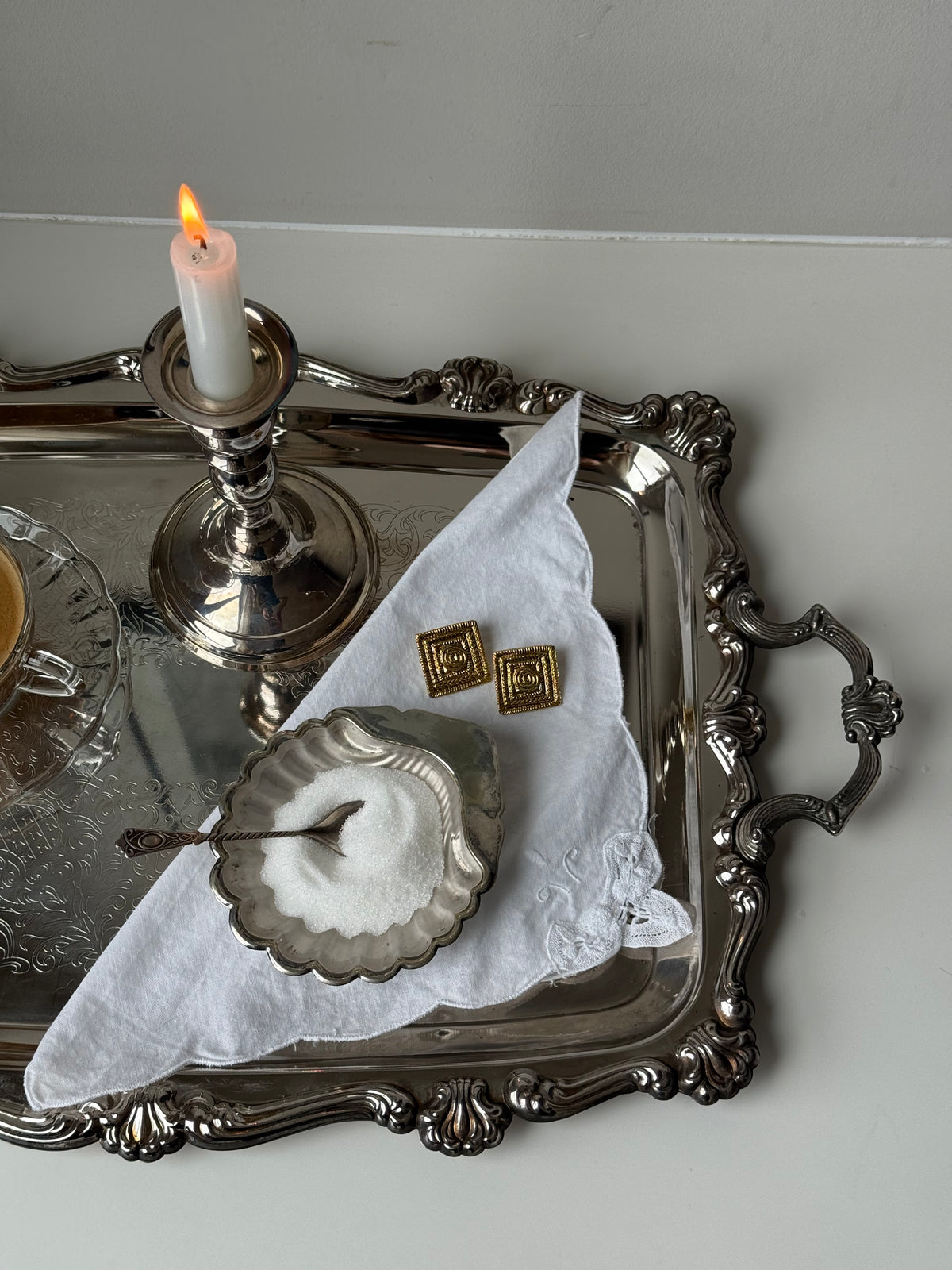 Vintage English Silver-Plated Shell Dish with Removable Glass Insert | Helios Plate