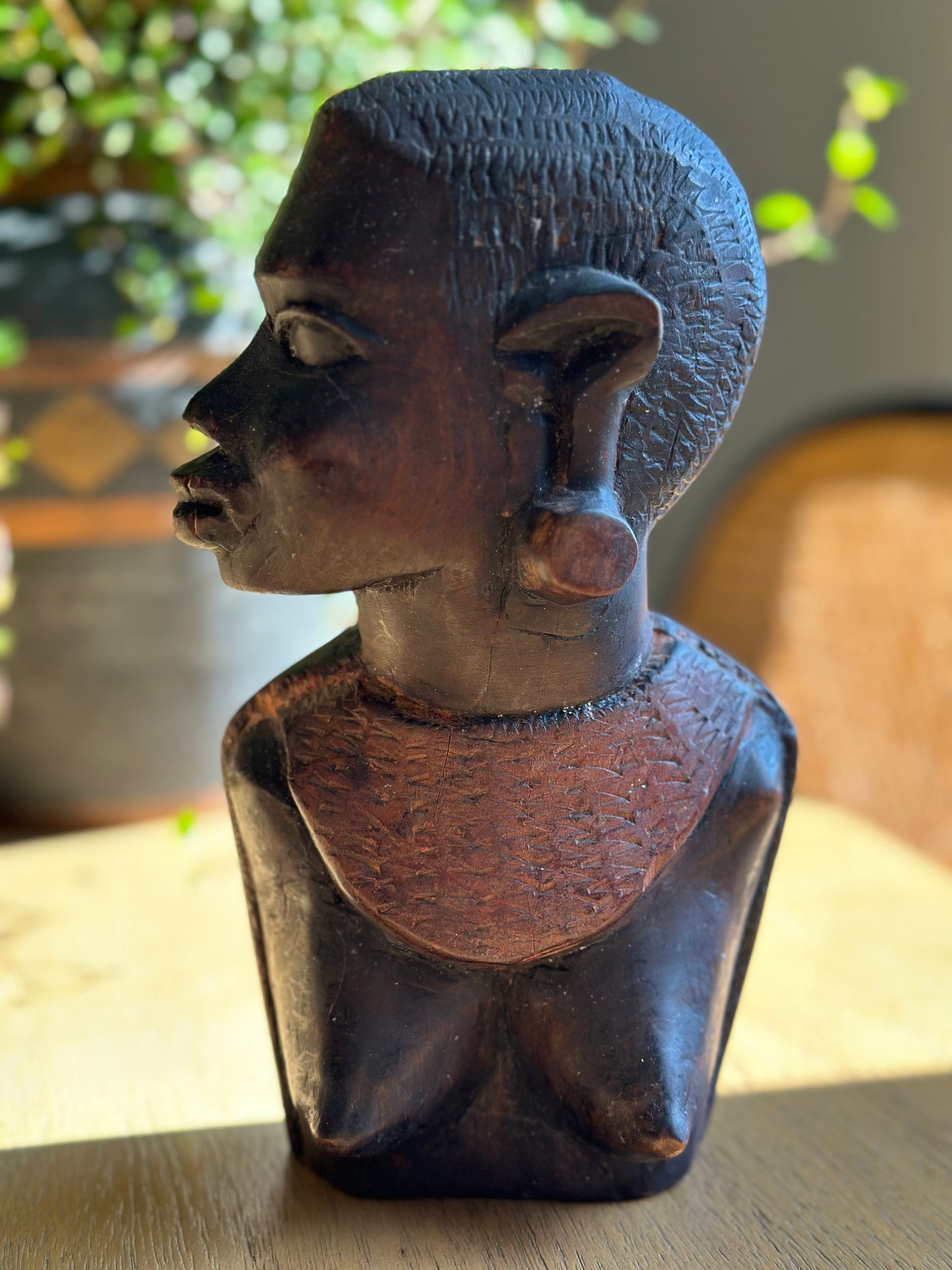 Wood carved African statue