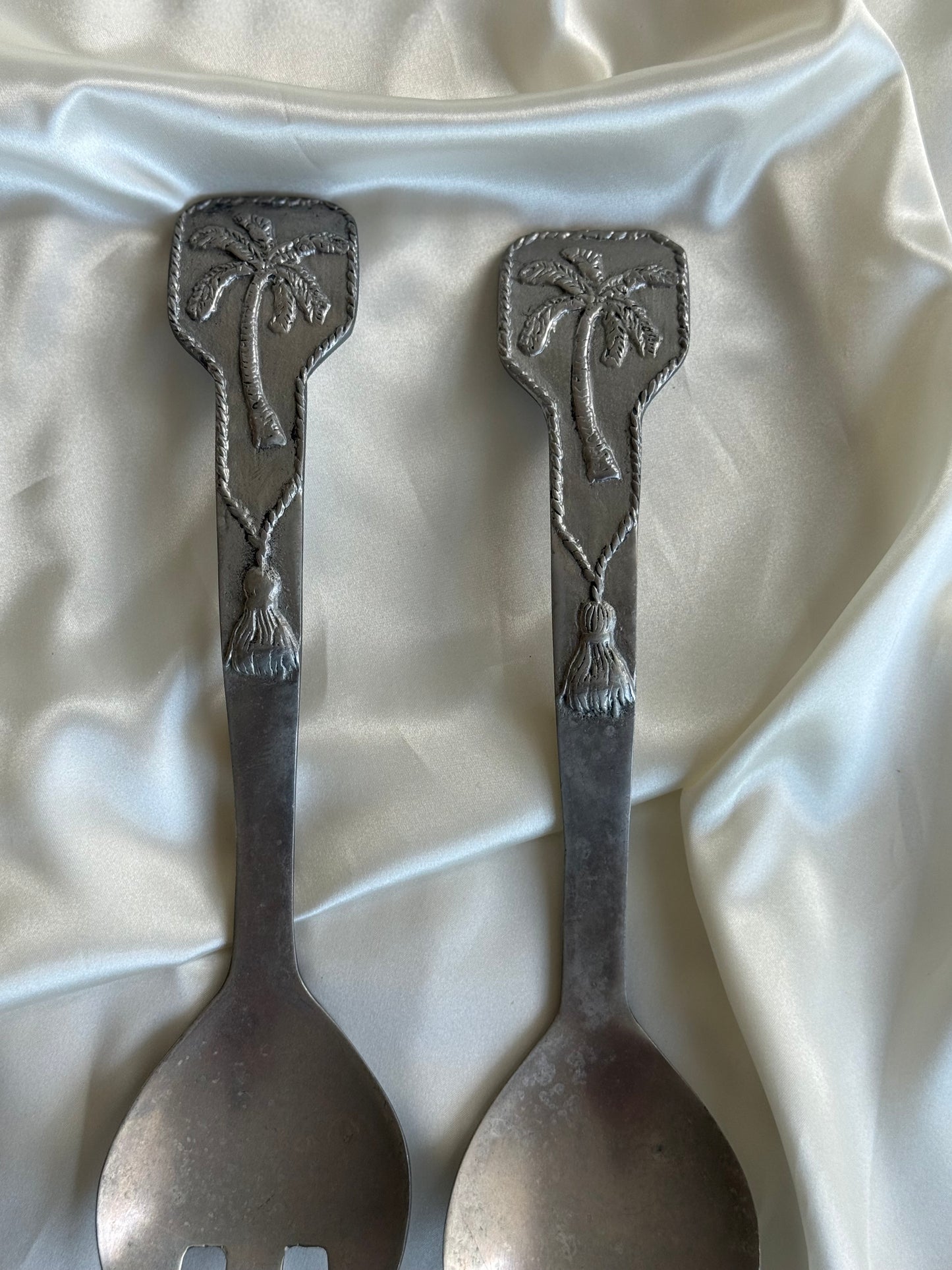 Vintage Mariposa Palm Tree Salad Servers
