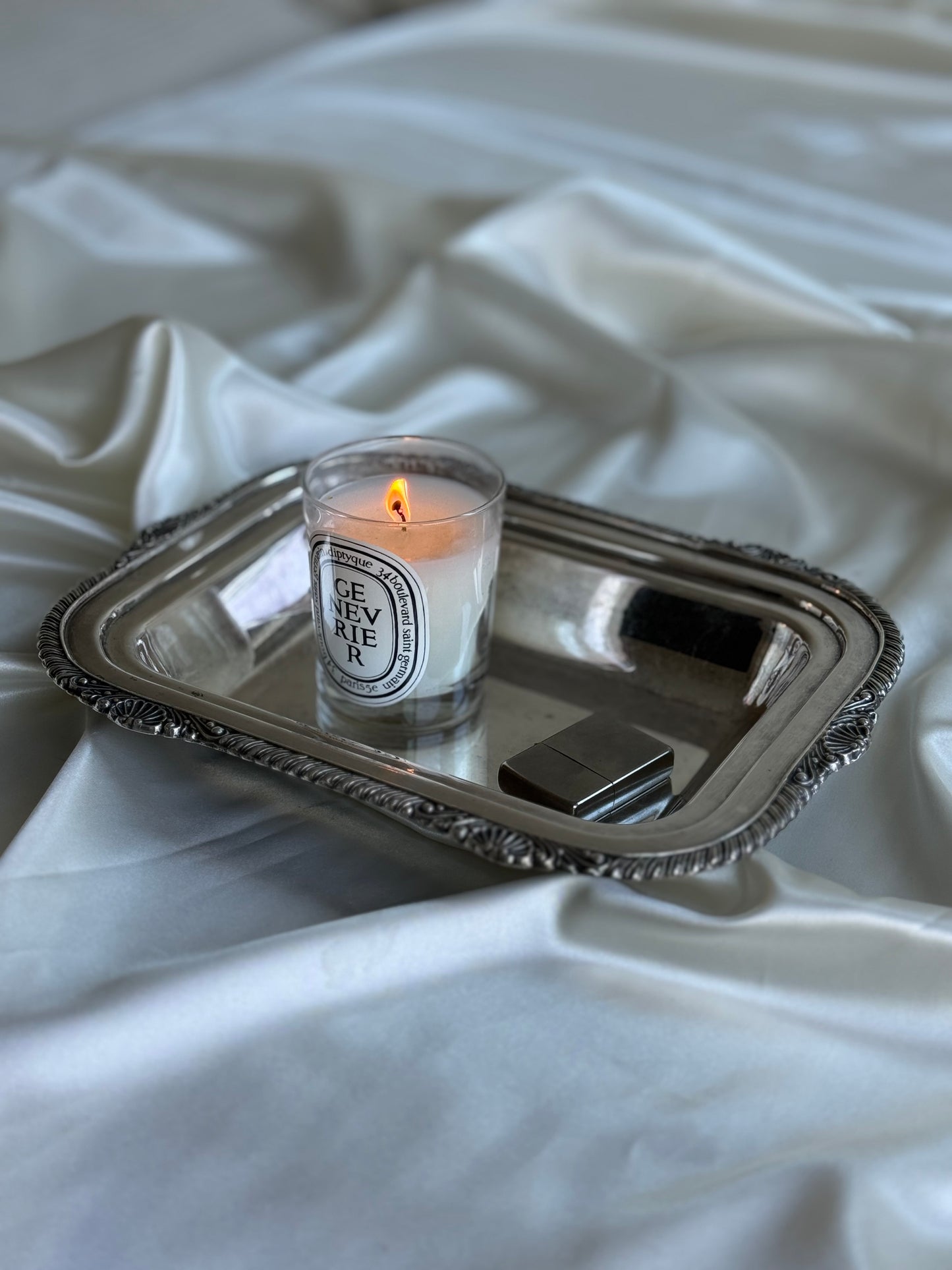 Vintage Heavy Silver-Plated Serving Tray with Shell Detail