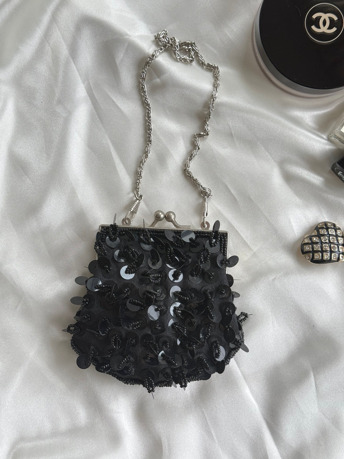 Vintage Black Sequin Mini Evening Bag