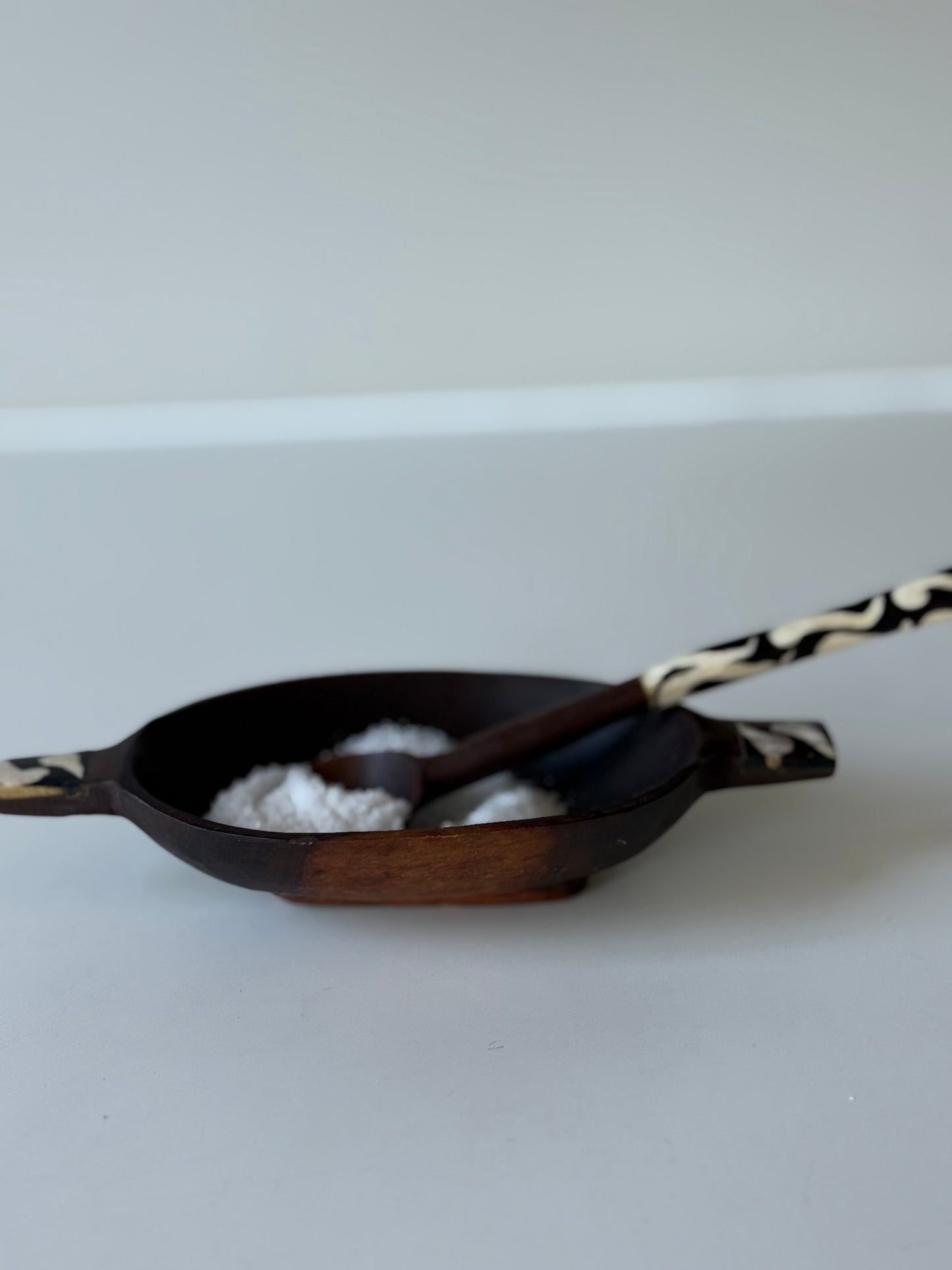 Hand-Carved Wooden Spice Cellar with spoon