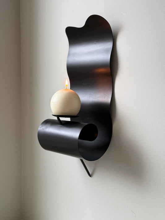 Sculptural Dark Metal Wall Sconce
