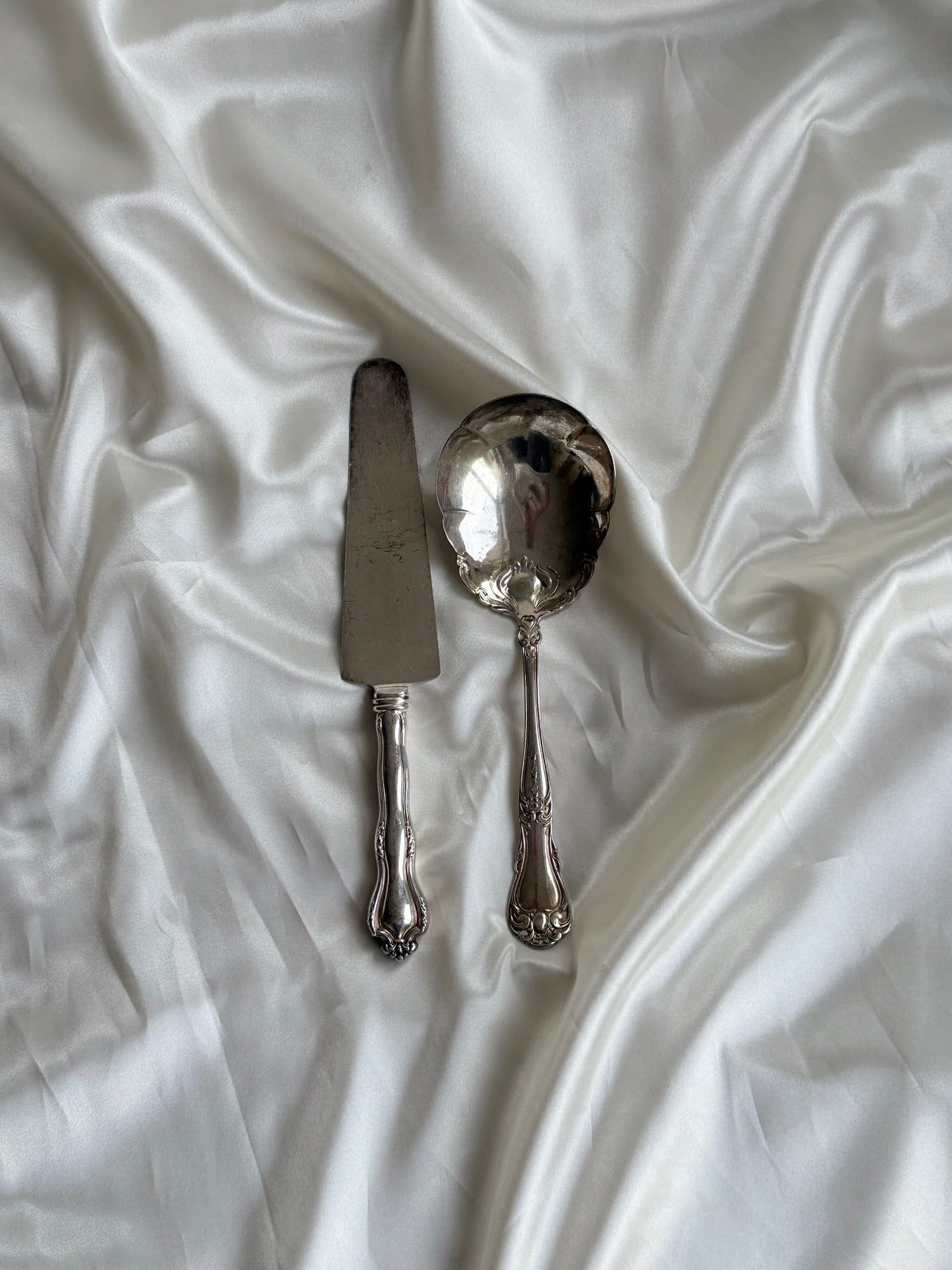 Vintage Silver-Plated Cake Server & Serving Spoon – Set of Two