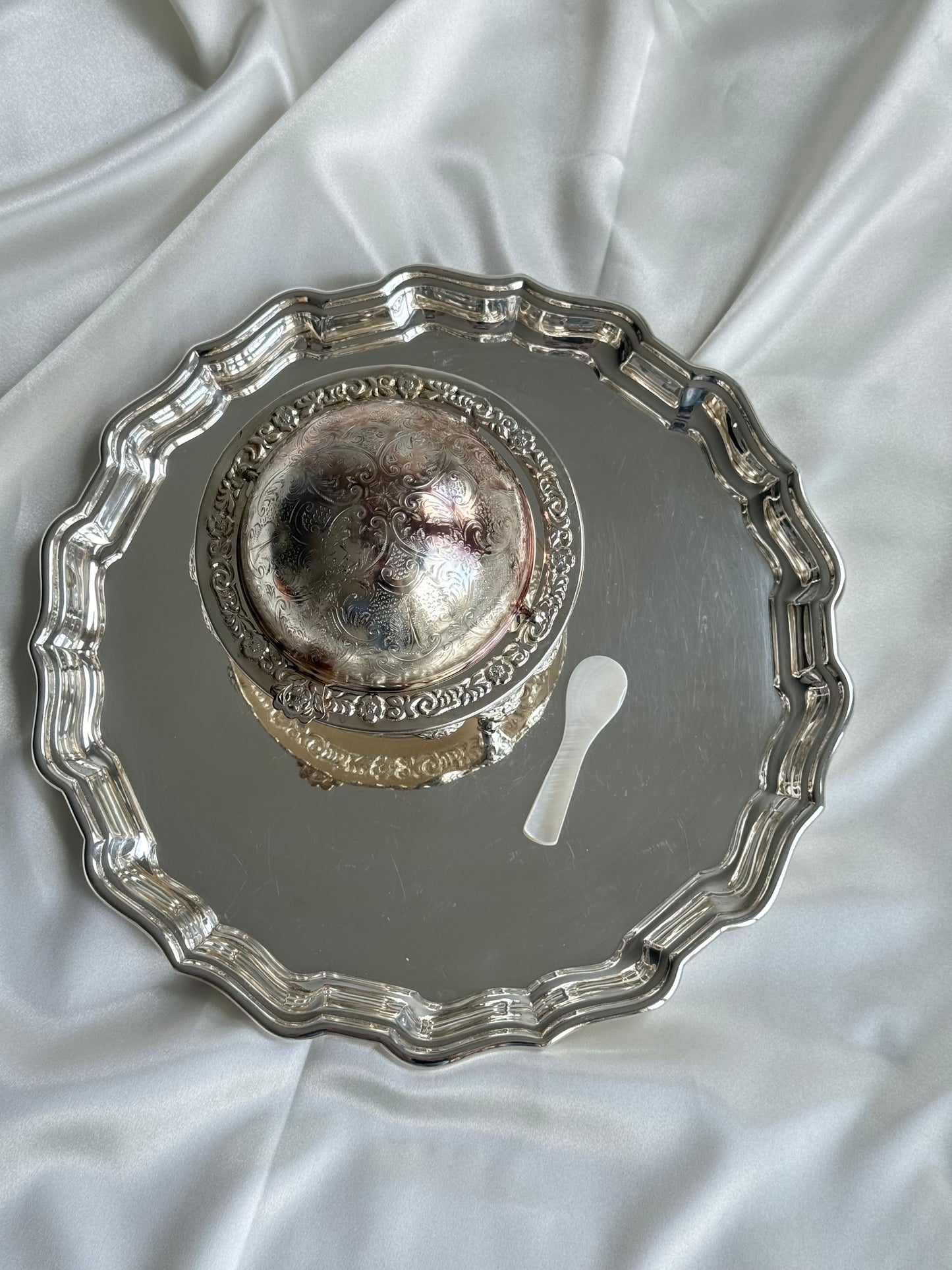 Vintage Caviar Dish with Lid & Spoon